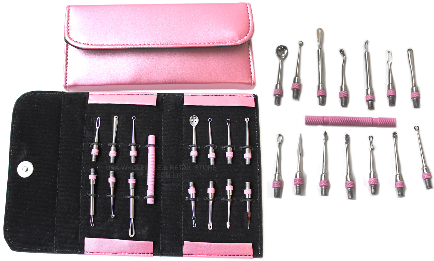 15pc Pink Blackhead Whitehead Pimple Comedone Extractor Kit