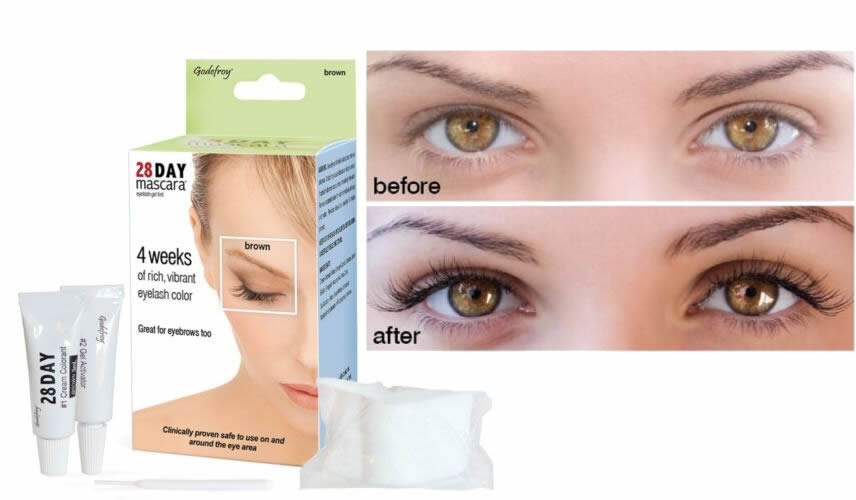 Godefroy 28 Day Mascara Eyelash gel Tint Brown Color 25 Application