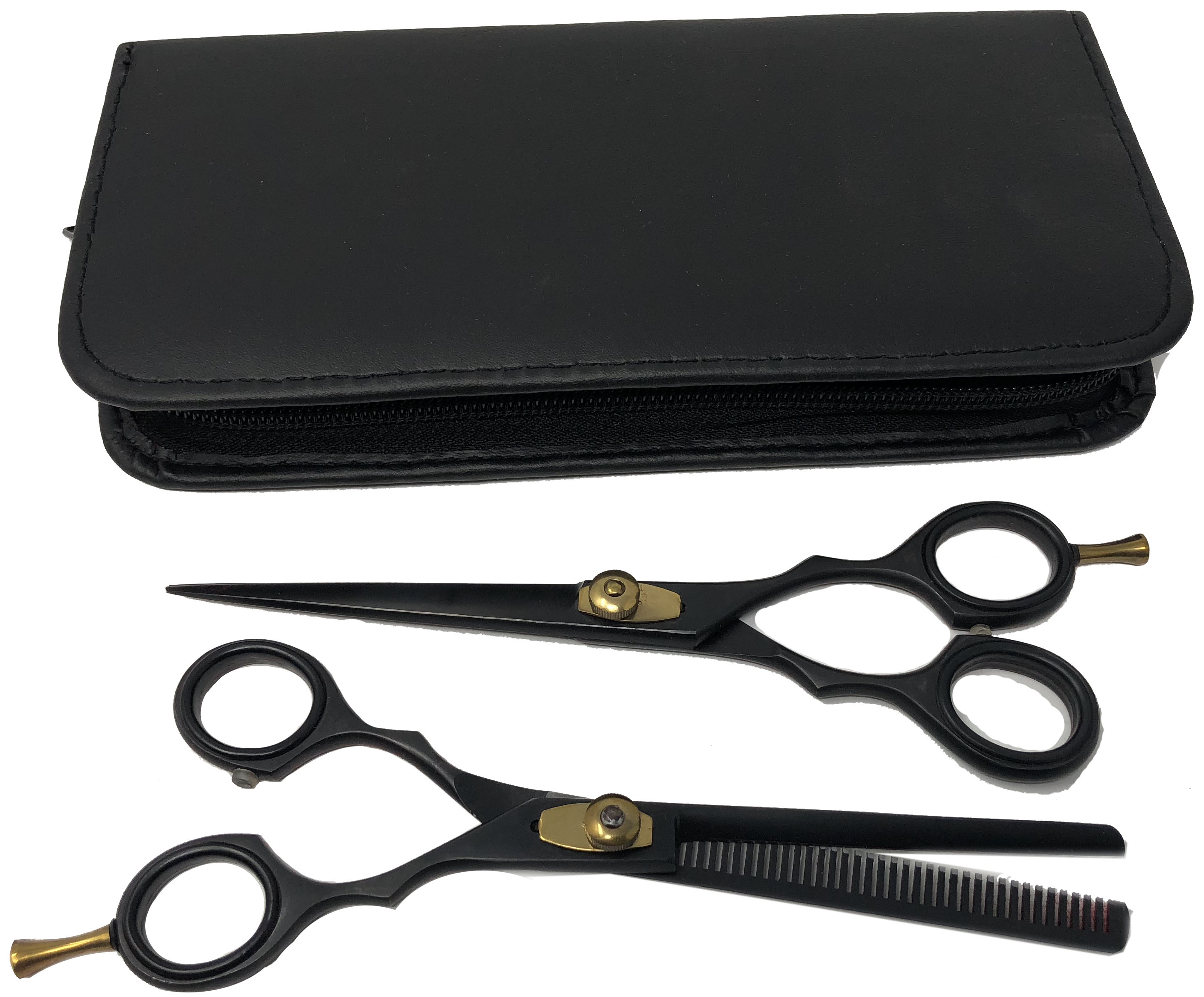 Professional Black Hair Cutting + Thinning Shears Scissor Set