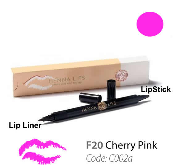 Natural Henna Lip Liner and Lipstick Pen Cherry Pink Color