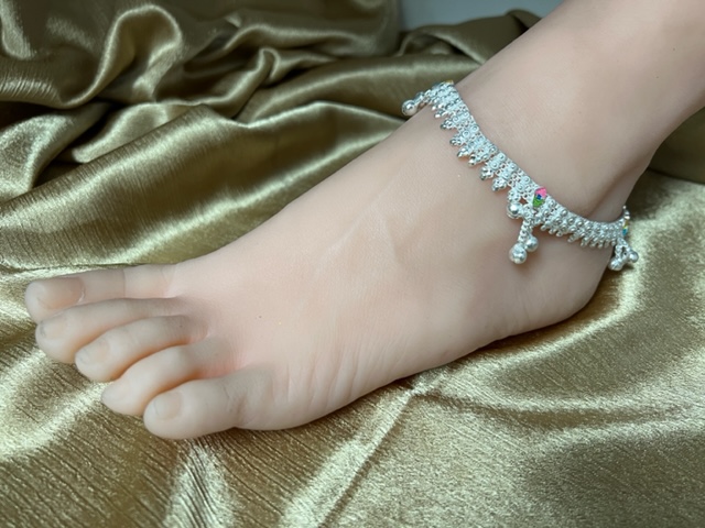 RR1 - Anklets Payal with Rhinestone Pair for Legs Indian Jewelry