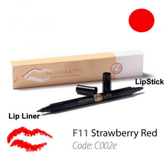 Natural Henna Lip Liner and Lipstick Pen Strawberry Red Color