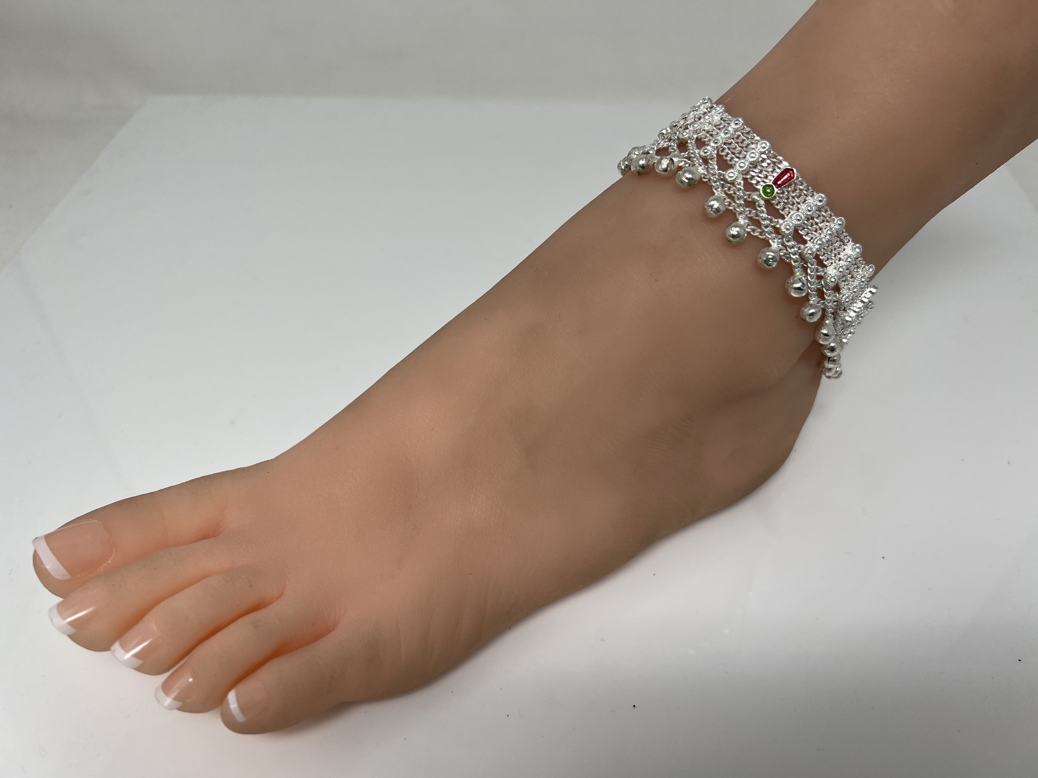 A12 Pair of Anklets Payal with Rhinestones and meenakari for Legs