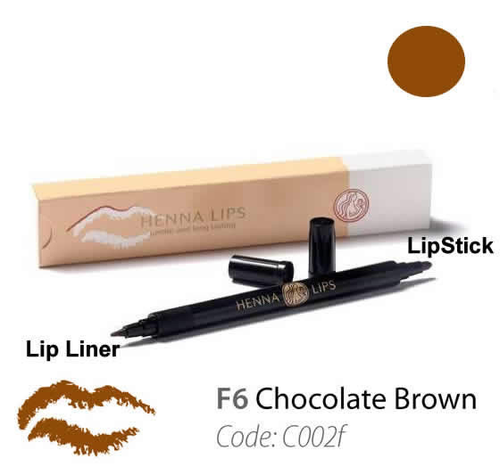 Natural Henna Lip Liner and Lipstick Pen Chocolate-brownColor