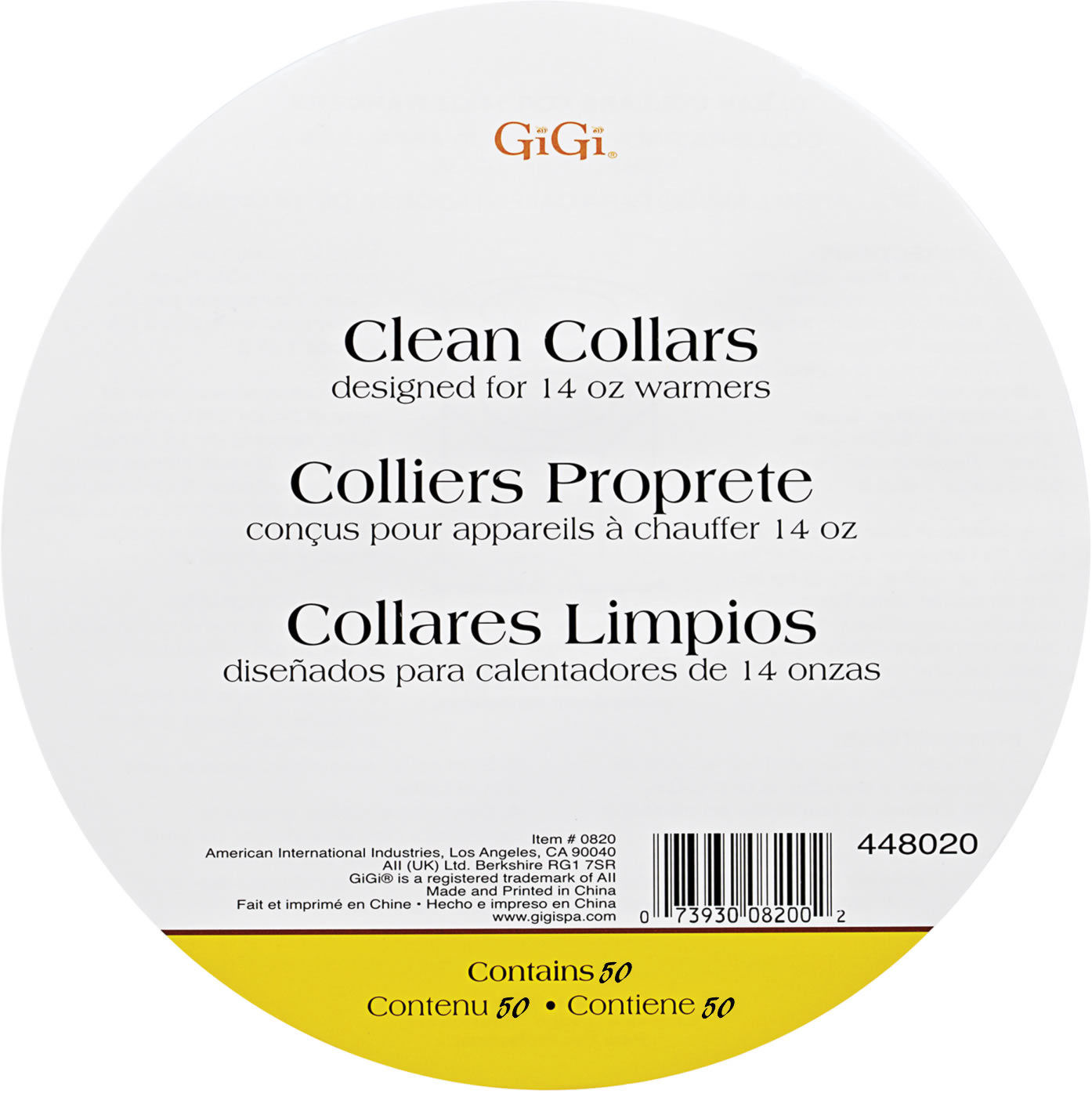 GIGI - 50 Packs of Collars for wax warmers for 14oz cans