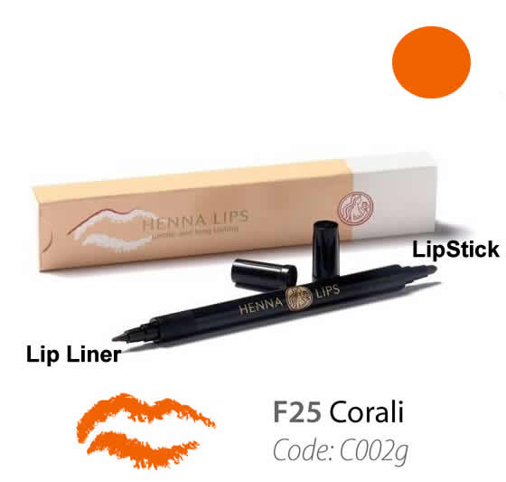 Natural Henna Lip Liner and Lipstick Pen Corali Color
