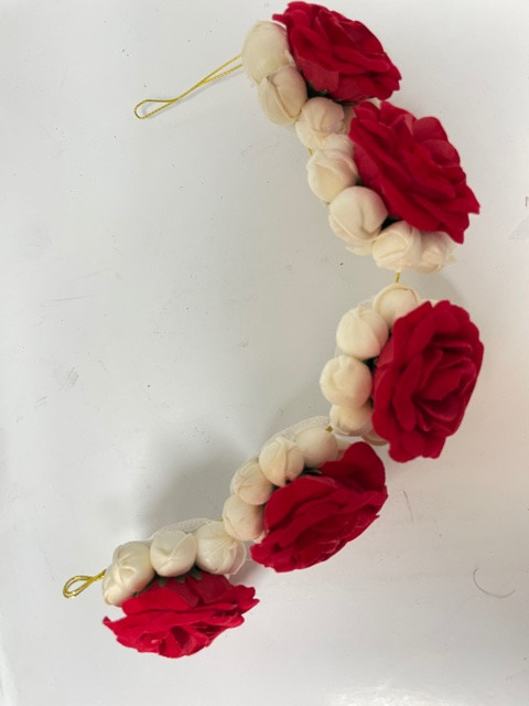 Artificial Gajra Hair Flower Jewelry Hair accessories White Jasmine Red Rose
