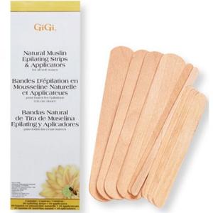 Natural Muslin Hair Waxing Strips Large with  Applicator Sticks