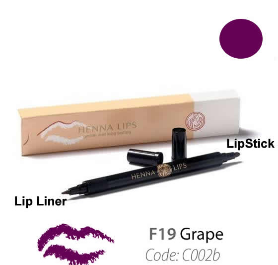 Natural Henna Lip Liner and Lipstick Pen grape Color