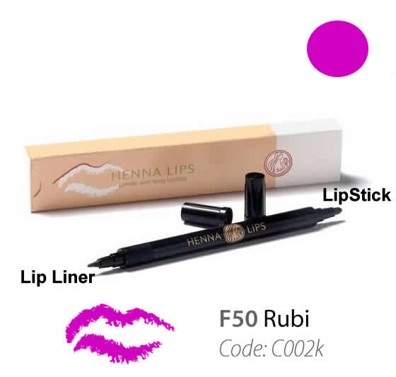 Natural Henna Lip Liner and Lipstick Pen Rubi Color